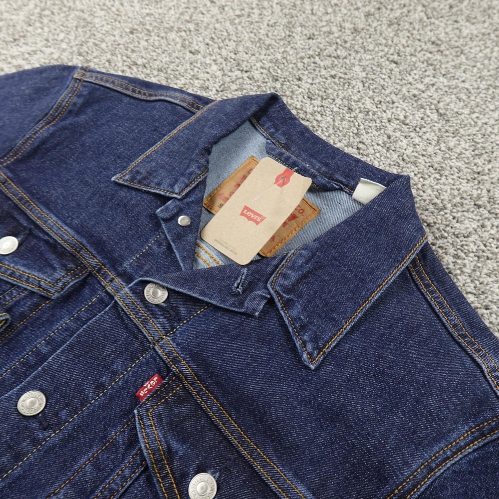 NEW Levis Jacket Mens S Blue Denim Jean Trucker Coat Type 3 Western Stretch